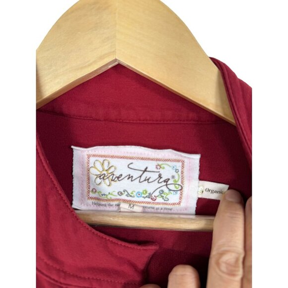 Aventura Utility Safari Jacket Button-Front Twill Organic Cotton Red Size M - Picture 2 of 7